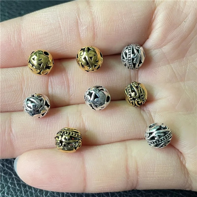 15pcs 8mm Hollow Ball Bead Connector for Jewelry Making DIY Bracelet Necklace Accessories Color Preservation Wholesale