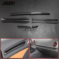 7Pcs Carbon Fiber Car Interior Dashboard Console Strip Door Panel Sticker Cover Trim For Audi A3 8V S3 RS3 2014-2018