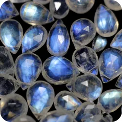 one piece AA loose beads white blue rainbow moonstone FLAT DROP FACETED for DIY jewelry making FPPJ wholesalenature