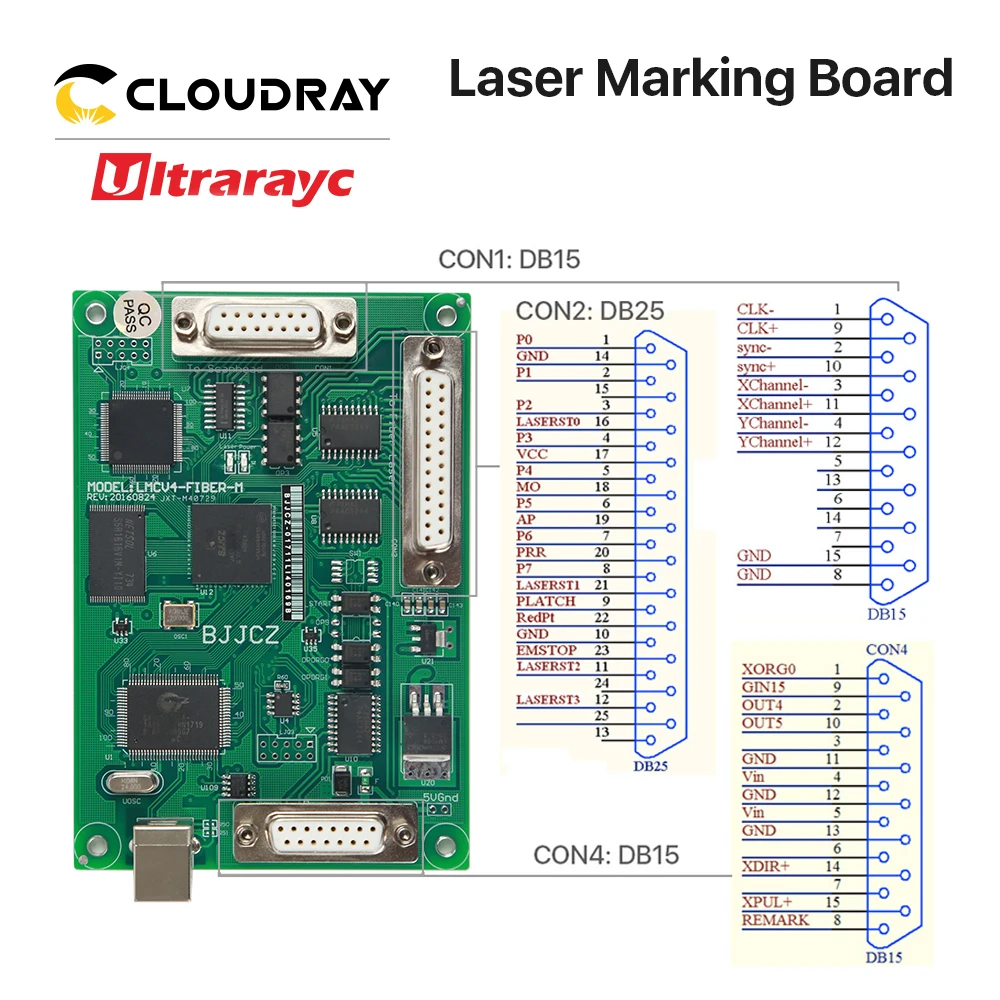 Ultraraycレーザーマーキングボードjcz LMCV4レーザ制御カードezcadソフトウェア1064nmファイバーレーザーマーキングマシンraycus ipg最大