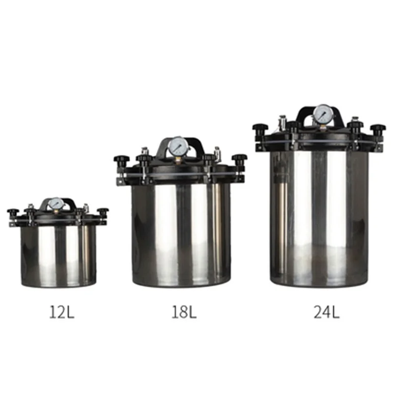 Portable Stainless Steel Heating Autoclave Sterilization Pot12L / 18L / 24L Pressure Steam 70-106kpa