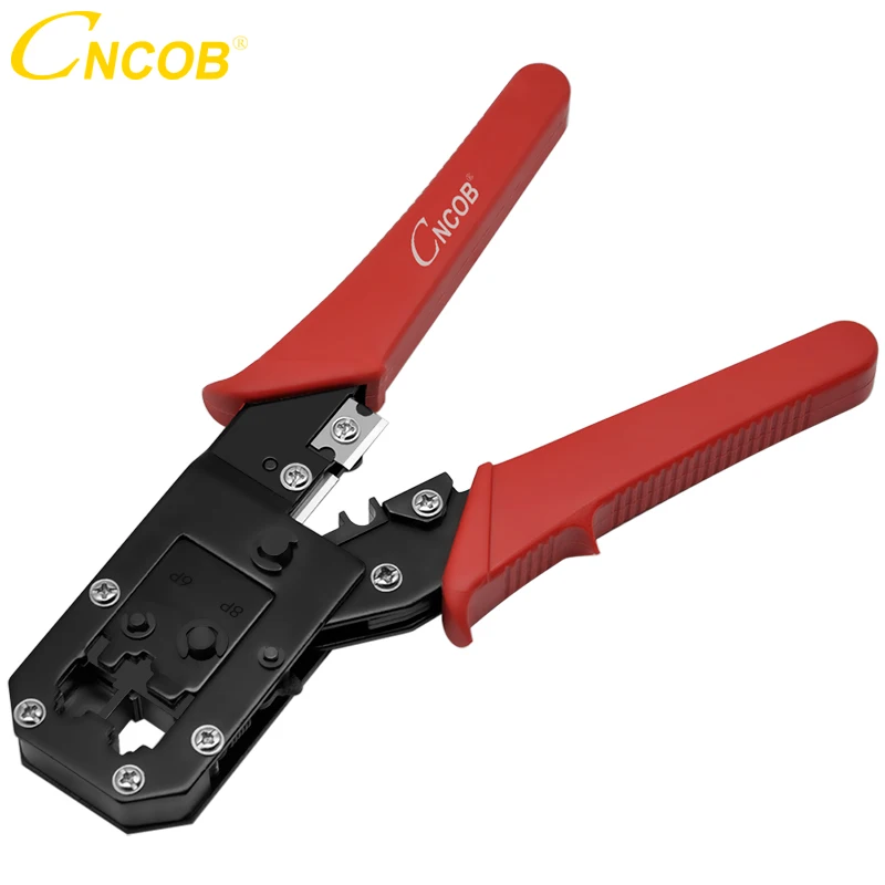 CNCOB Dual-Use 6P 8P Connector Crimp, RJ45 RJ11 RJ12 Crystal Head Crimping Tool, Flat Circular Network Cable Stripping