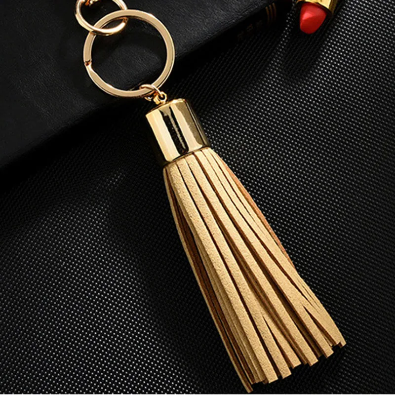 Big Korea Suede Flocking Tassel Keychain Keyring Bag Pendant Decoration Accessories