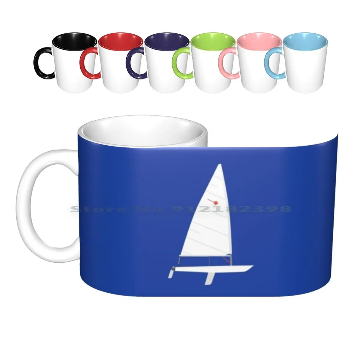 Laser Sailboat Ceramic Mugs Coffee Cups Milk Tea Mug Laser Sailing Boat Boating Sail Sailboat Water Racing Regatta Dinghy