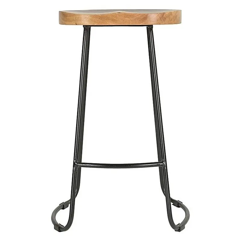 European Style Modern Wood S Shape Surface Bar Stool Fashion Cafe Bar Stool Iron Solid Wood High Barstool Home Footstool 4 Size