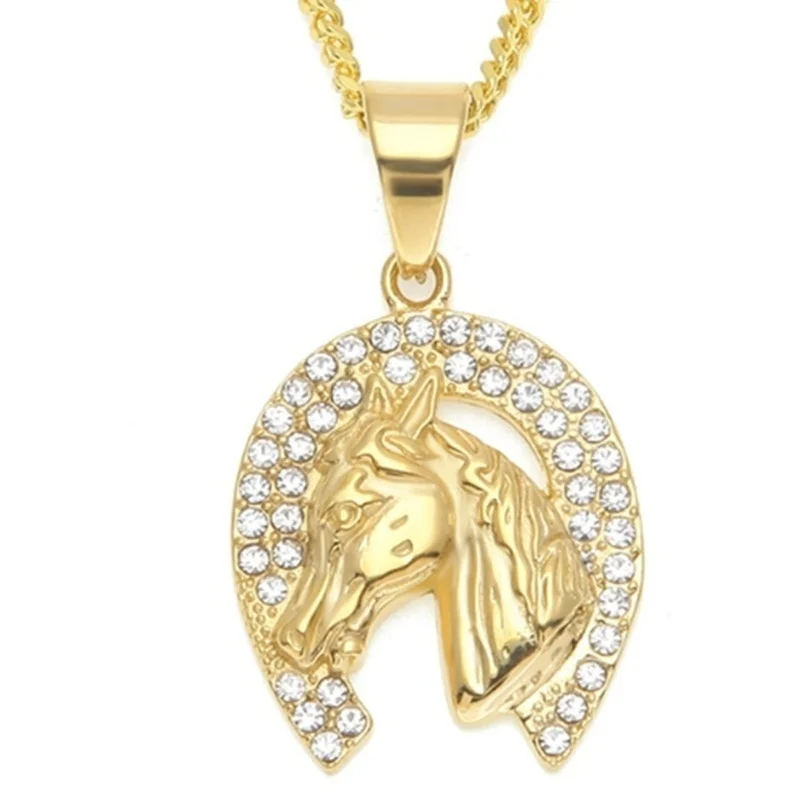 Fashion Hip Hop Necklace Horse Animal Chain Pendant Necklace High Quality Jewelry