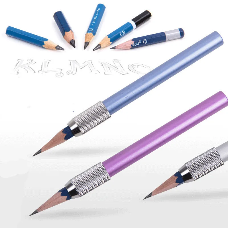 6 Warna Logam Pensil Ekstensi Menggambar Pensil Lengan Ekstensi Pensil Konektor Aluminium Batang Ekstensi Rod Lukisan Persediaan