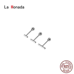 La Monada Small Stud Earrings For Women 925 Sterling Stick Minimalist Woman Earring Korean Nut Silver 925 Earring Jewelry Female