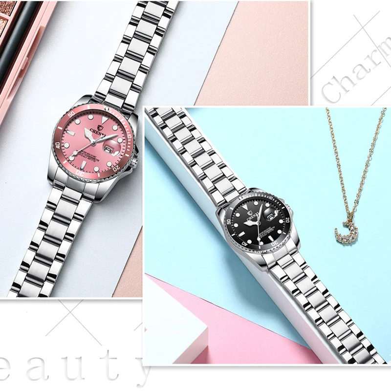 Relogio Feminino Chenxi Women Watch Fashion Casual Pink Watches Ladies Rotating Bezel Stainless Steel Quartz Wristwatches Women