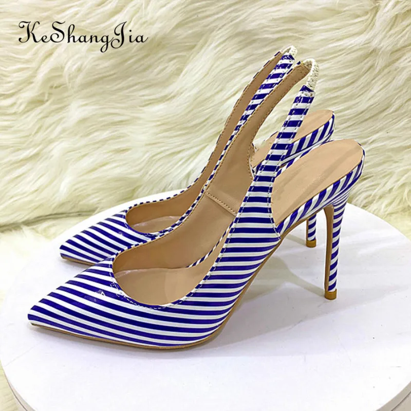 

Ke Shang Jia High Heels Women's Baotou Sandals Pointed Toe Stiletto Stripes New Party Stiletto Custom Customizes 8cm 10cm 12cm