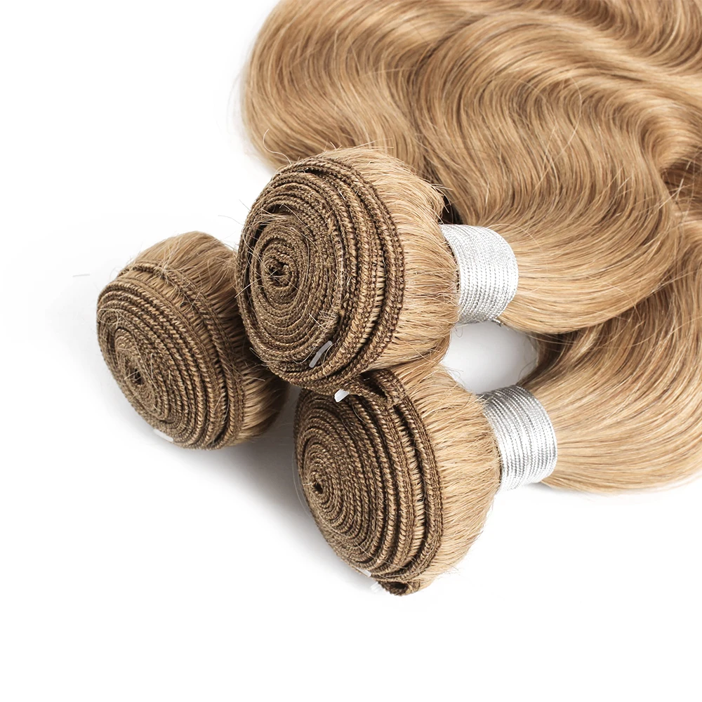 Kisshair color #27 hair bundles honey blonde 16 to 24 inch pre-colored body wave remy Brazilian human hair extension