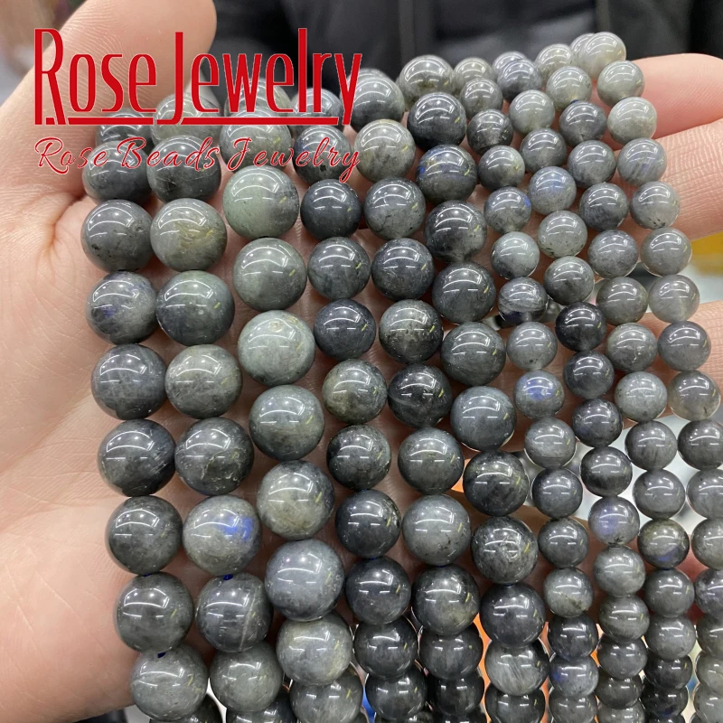 AAAAA Natural Black Labradorite Gemstones Beads Round Loose Beads 6 8 10mm For Jewelry DIY Making Bracelet Accessories 15