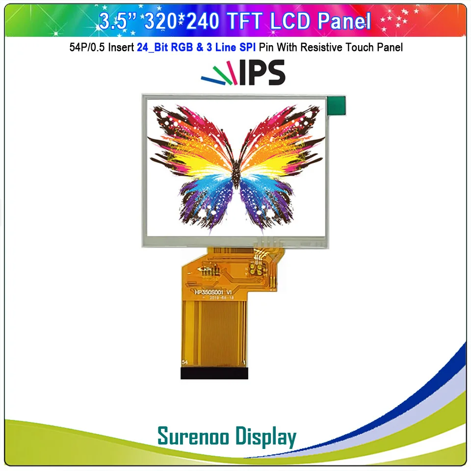 3.5 "Inch 320*240 24_Bit RGB & 3-Line Serial SPI TFT LCD Modul Tampilan Layar dengan sentuh Resistif Panel