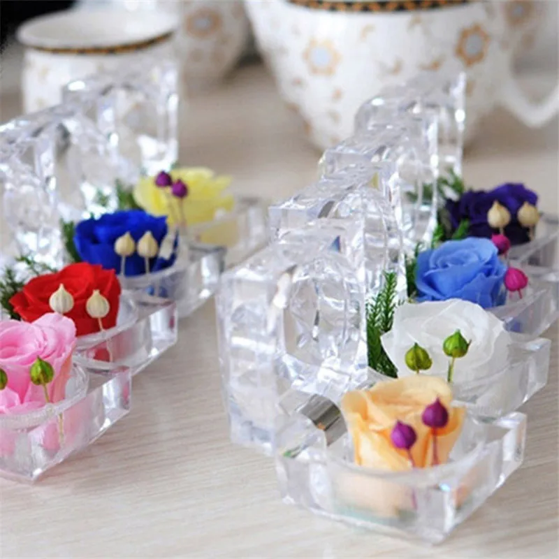 Preserved Real Rose Jewelry Box Holder Immortal Flowers Forever Blossom Wedding Birthday Gift for Women Eternal Rose in Gift Box