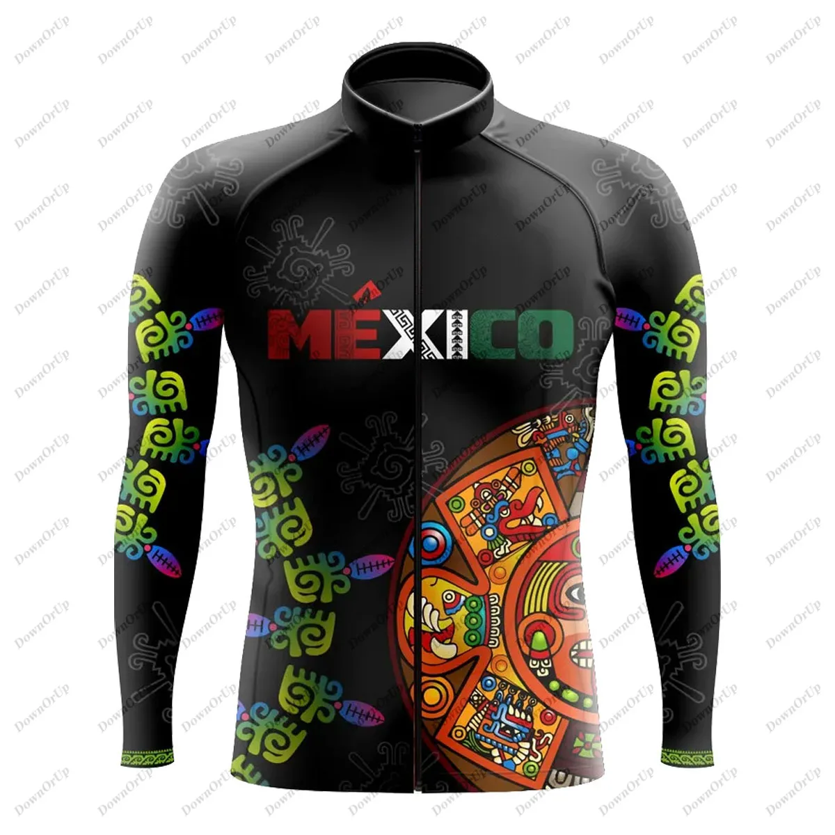 Mexico Aztec Men\'s Long Sleeve Cycling Jersey Maillot Ciclismo Hombre Equipment BIke Clothing ropa ciclismo hombre invierno