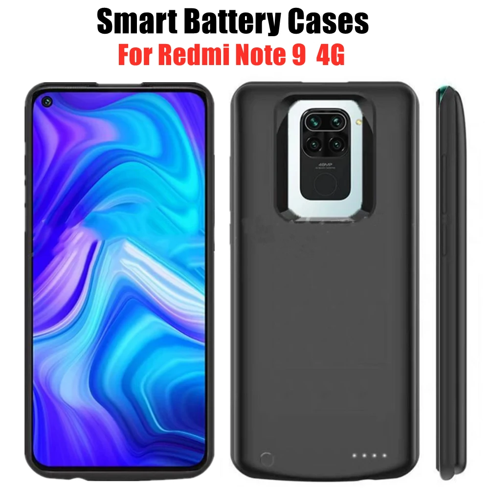 Powerbank Case For Xiaomi Redmi Note 9 4G Backup Battery Cases 6800mAh External Battery Power Bank Portable Charging Cover