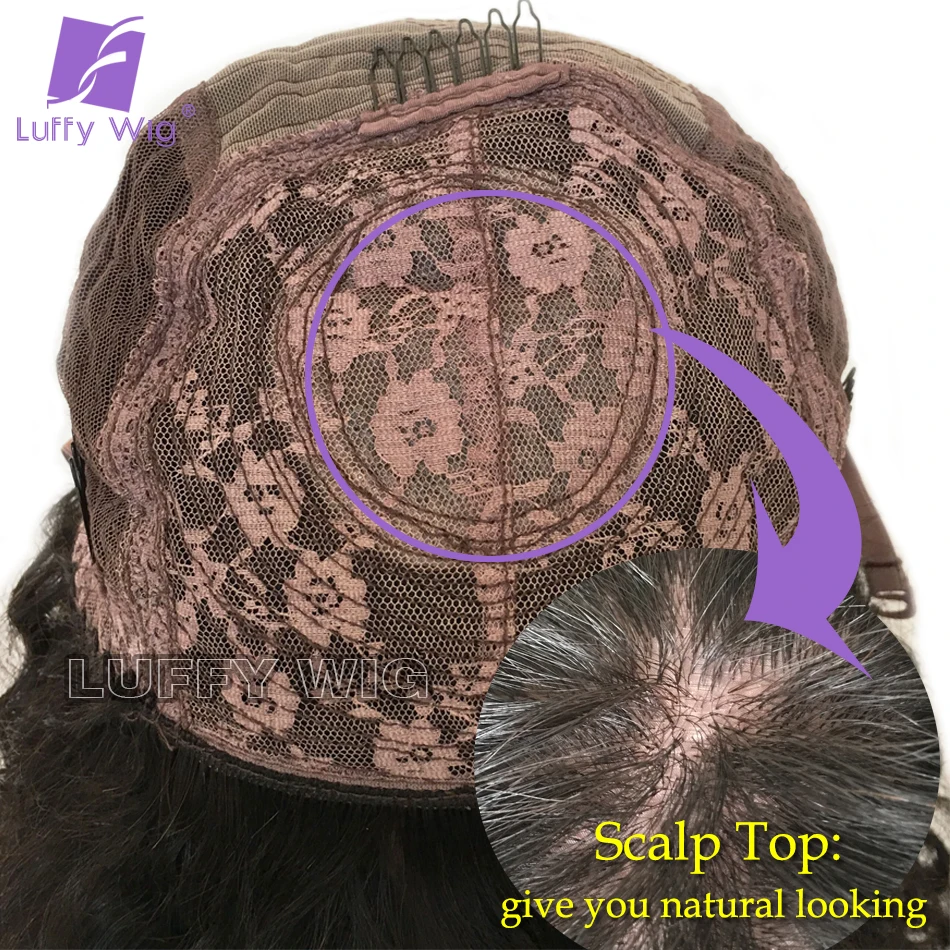 Loose Wave Wig With Bangs Scalp Top Full Machine Made Wig Long Remy Brazilian Wavy Human Hair Wigs For Black Women Luffywig