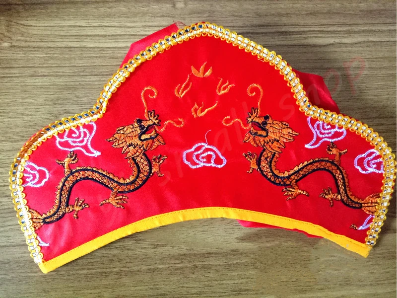 Red Double Dragon Taoist Hat, Taoist Hat, Pilu Hat, Taoist Party Supplies