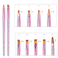 9pcs Standard Ice Flower Nail Art Phototherapy Pen Nylon Hair Carved Smudge Pen UV Gel Painted Pen Brush Manicure Tools