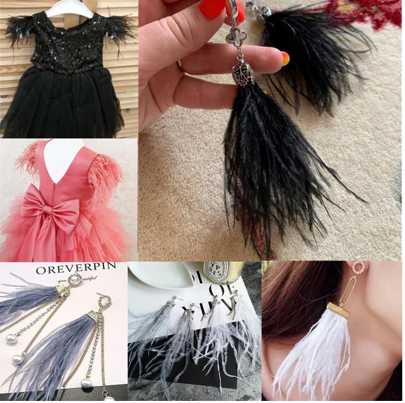 1 Meter Width 8-10 CM Fashion Fluffy Dyed Multicolored Ostrich Feather Ribbon Trimming Fringe Trim Apparel Decoration