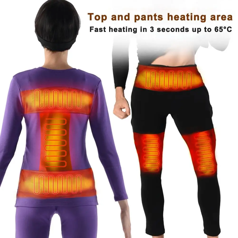 Insulated Electric Heating Underwear And Pants Adjustable Charging Heated USB Carbon Fiber Thermal Clothes For Men And Women