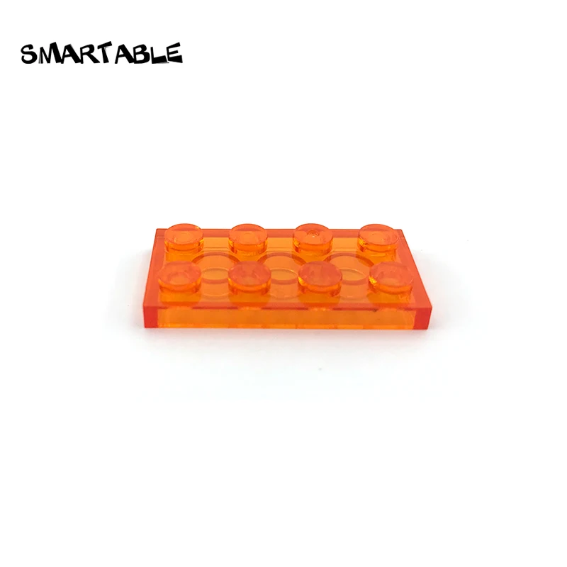 Smartable Plate 1x2 2x2 2x3 2x4 Transparent Building Block Part Toy For Kid Compatible Major Brands 3023/3022/3021/3020 100g/Lot