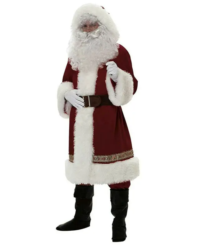 พ่อ Christmas Santa Claus Cosplay เครื่องแต่งกายแฟนซีชุดคริสต์มาสเสื้อผ้าผู้ชายชุดผู้ใหญ่