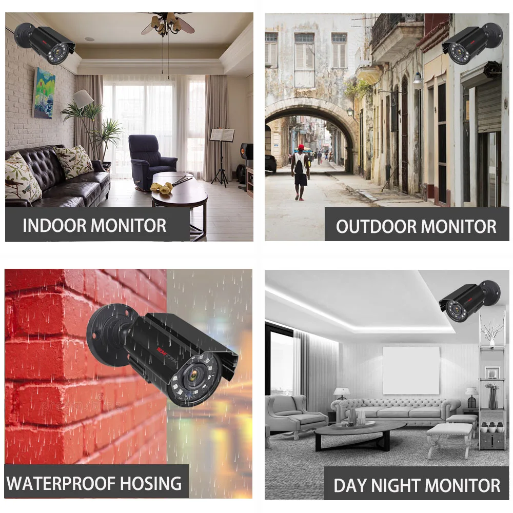 Super 5MP Security Camera System Metal AHD Surveillance System Indoor Outdoor IP66 Waterproof Night Vision Home CCTV 6in1DVR Kit