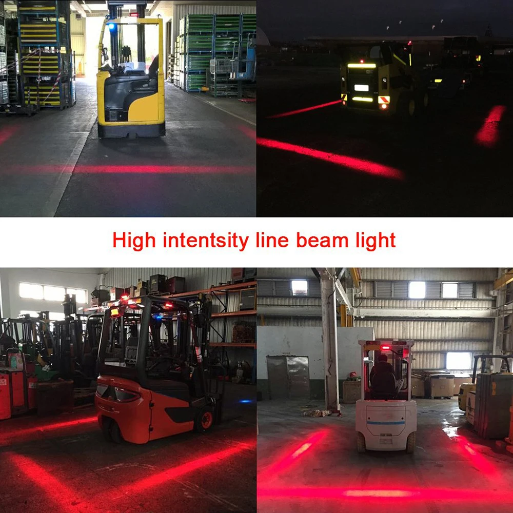 1 Set Forklift Safety Lights Red Zone Warehouse Pedestrian Warning Light 2 Pcs 12V-60V Truck Security Indicator