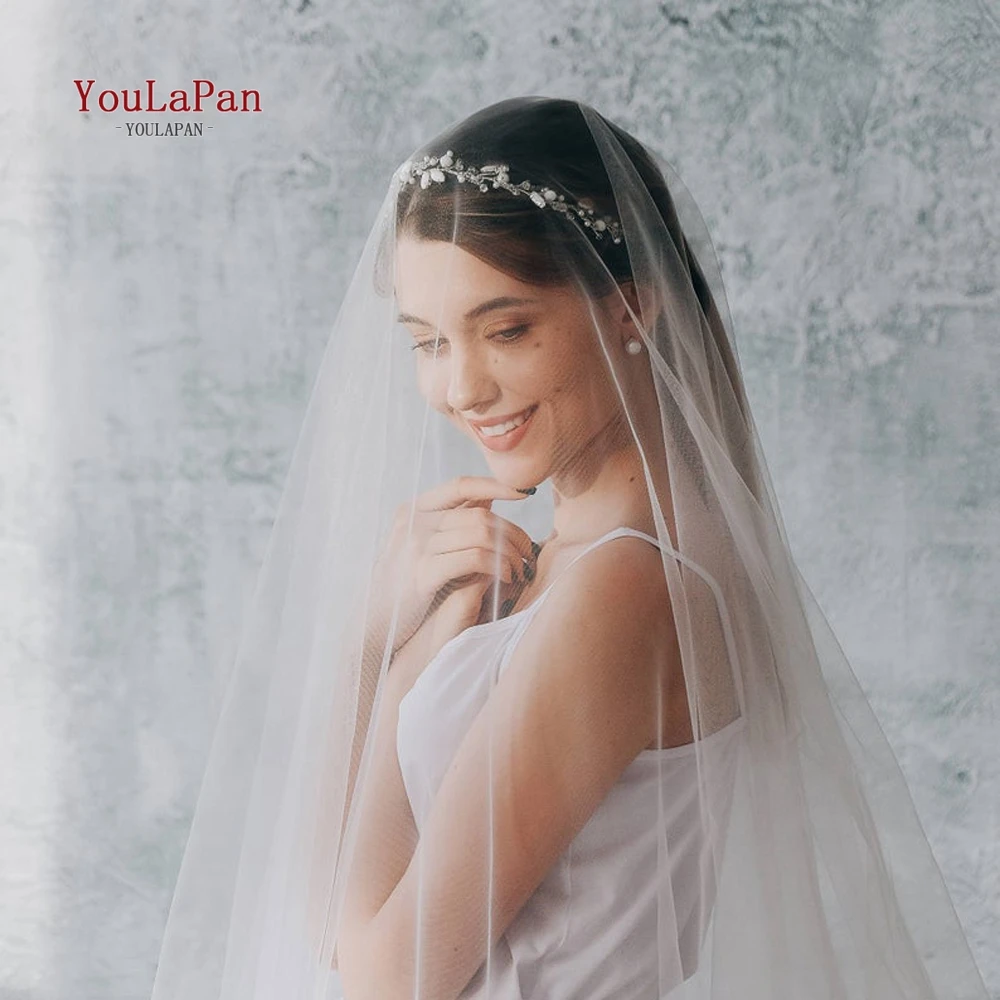 YouLaPan V30 Long Bridal Veil Cathedral Veil Bride Luxury Wedding Veils White Ivory Mask Bride No Comb A Veil for Girl