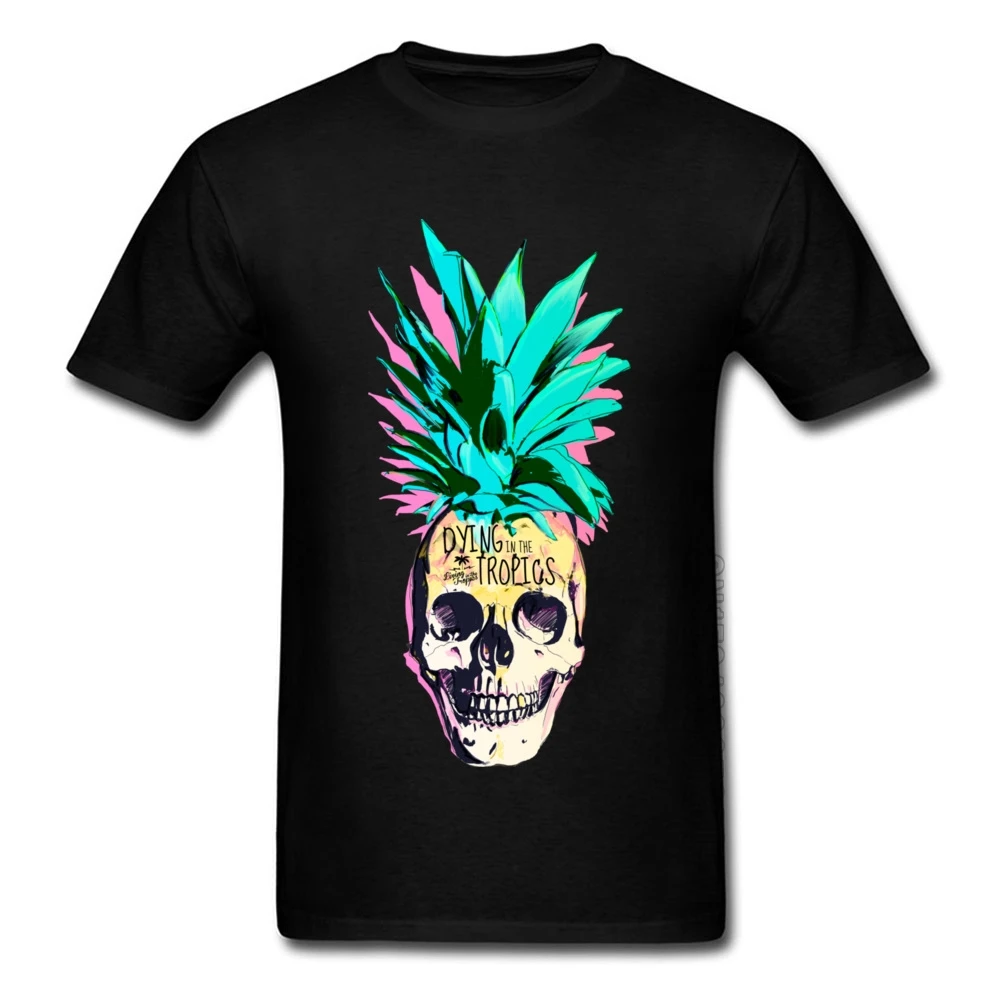 Hallowmas Pineapple Skull Black T Shirts 2018 New Arrival Men's T-shirts Crewneck Short Sleeve 100% Cotton Tees Sweatshirt