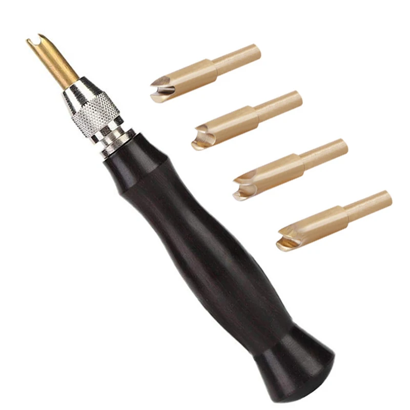 LMDZ Leather Edge Creaser Set with 4 Replaceable Brass Head 1.5-2-2.5-3mm Press Sealing Machine Edge Marking Creaser DIY Tool