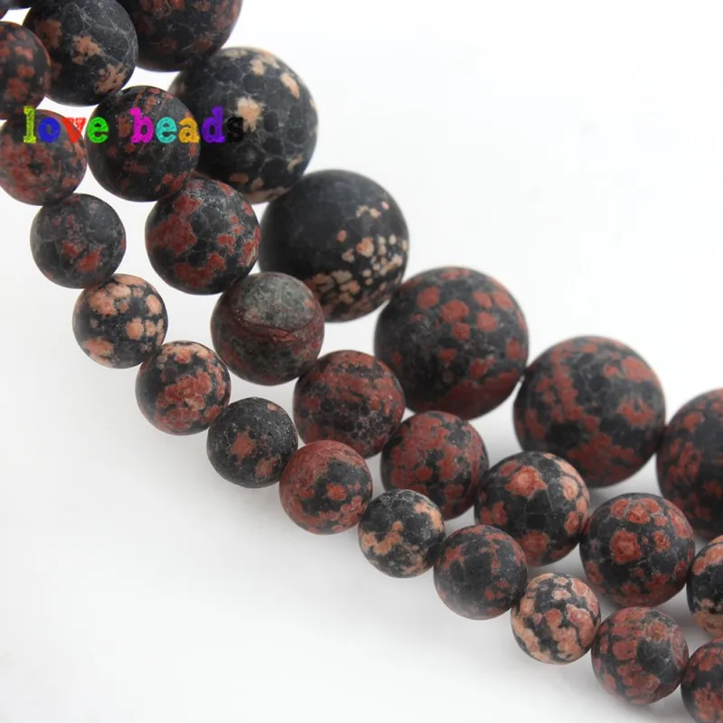 6/8/10/12mm Natural Matte Red Snowflake Obsidian Beads Loose Round Stone Beads for Jewelry Bracelet Making DIY Accessories 15\'\'