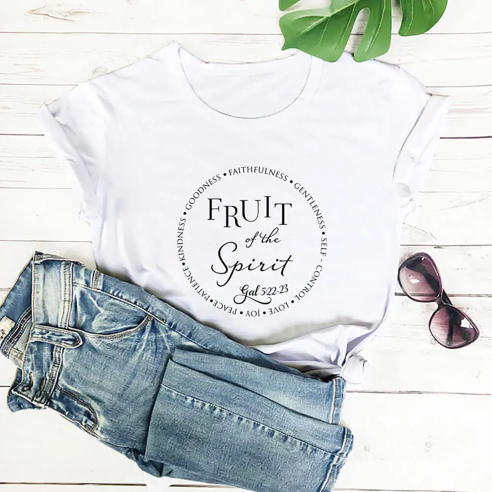 

The Fruit of the Spirit 100%Cotton Women Tshirt Christian Shirt Unisex Summer Casual Short Sleeve Top Faith Tee Religious Shirts