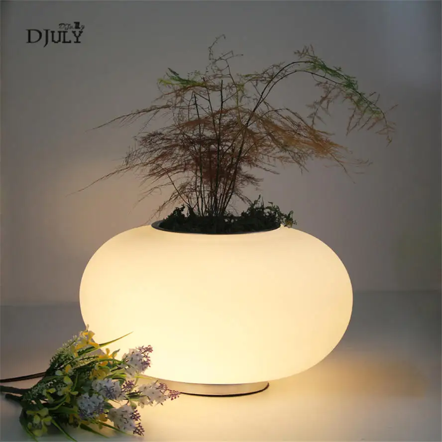 nordic white Glass cylinder flower pot table lamp Potted planting home deco living room bedroom led luminaire office night light