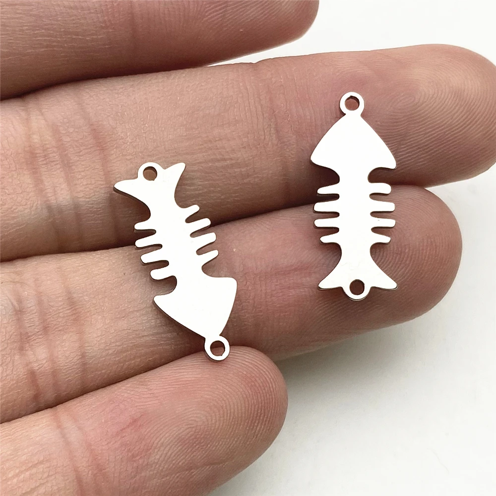 10PCS Fishing Fish Bone Charm Stainstell STEEL Charms sieraden Maken Wish Necklace bracelet Pendant Diy Jewelry Make Findings