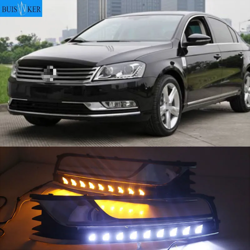 LED DRL daytime running light fog lamp for Volkswagen VW Passat B7 2012-2015, wireless switch control, dim control, turn signal