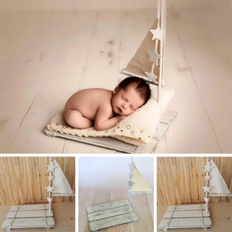 Newborn Photography Props Do Old Sailboat Baby Shooting Container Posing Props White Wodden Boat New Style