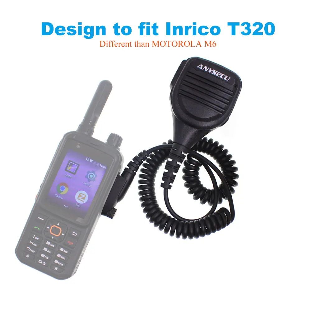 

ANYSECU Microphone Design to Fit Inrico T320 4G LTE Network Radio Zello PTT Walkie Talkie Phone