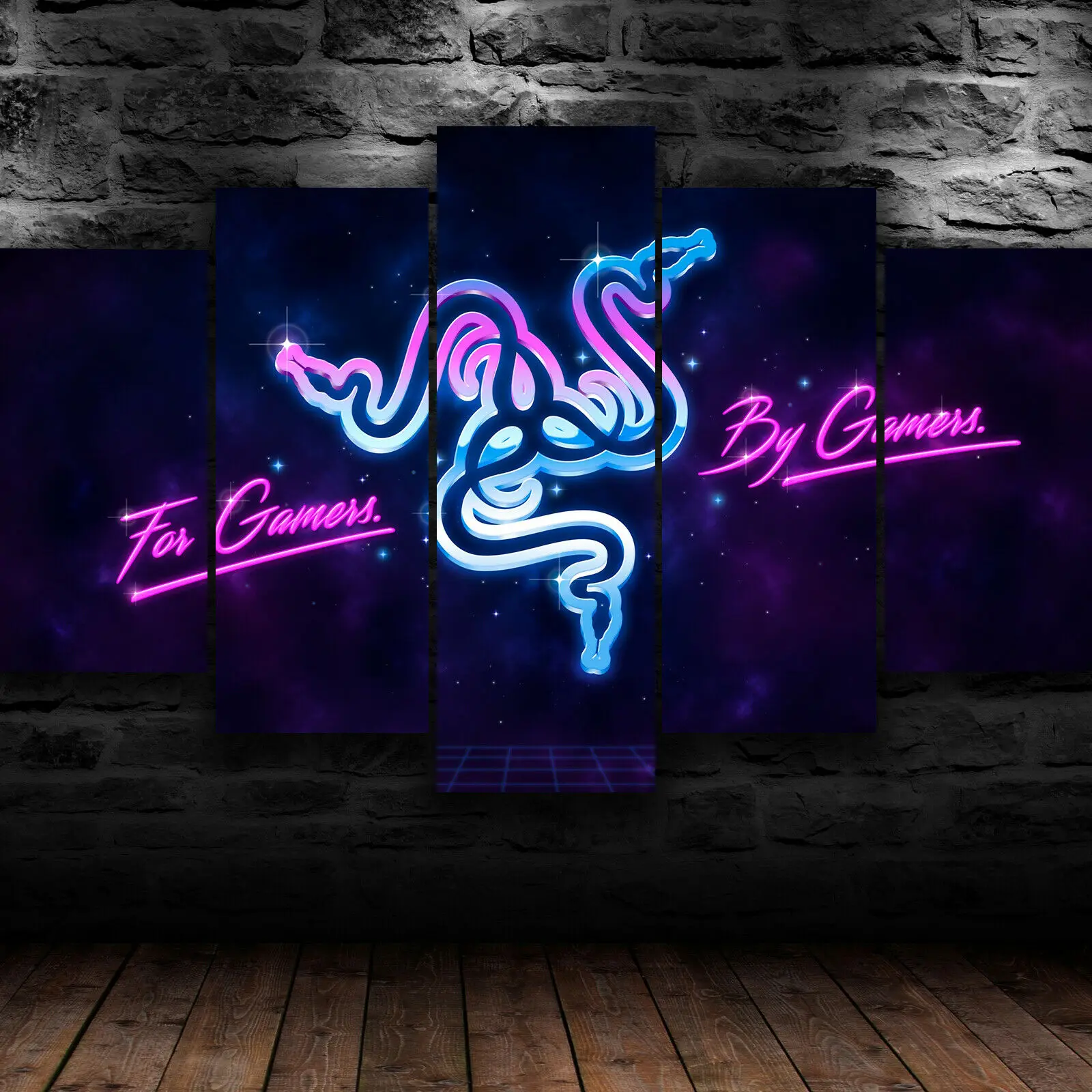 

5 Piece Logo Gamer Art For Gamer Purple Poster Canvas Picture Print Wall Art Canvas Painting Wall Decor for Living Room Framed