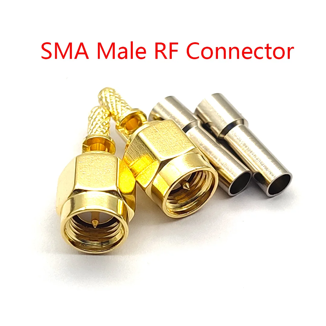 100pcs Gold SMA Male Plug Center Window Crimp RG174 RG316 LMR100 Cable RF Connectors