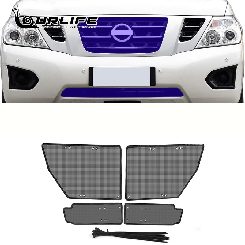 

Car Front Insect Screening Mesh Front Grille Insert Net Accessories for Nissan Patrol Y62 2020 2021 2012-2019 Car Stylings