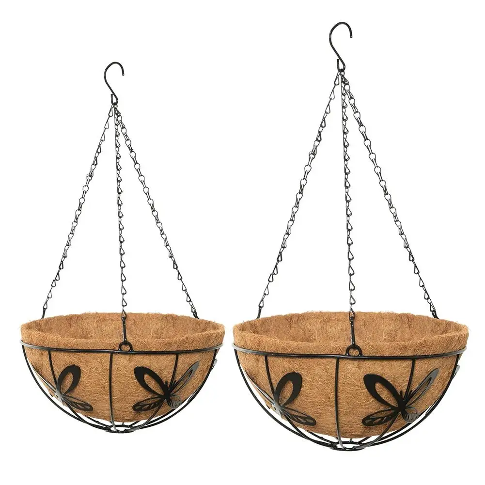 Garden Plant Hanging Basket Butterfly Coir Hanging Planter with Coconut Palm Indoor Outdoor Wall Hanging Flower Pot Home Decor