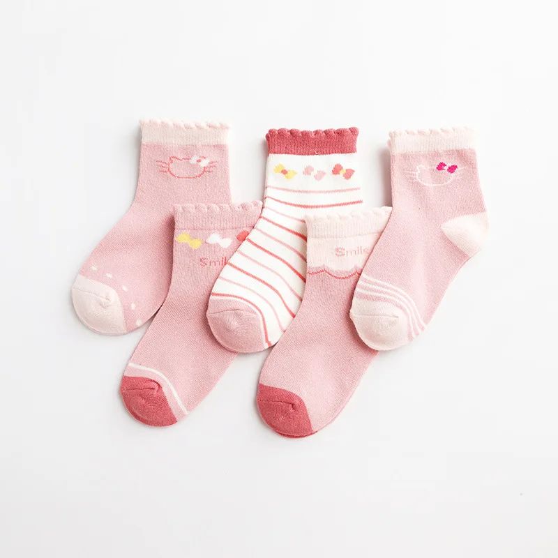 5 Pairs/Lot Children\'s Soft Cotton Socks Boy Girl Baby Cute Cartoon Teen Fashion Warm For 1-12 Years Autumn Winter New Kids Sock