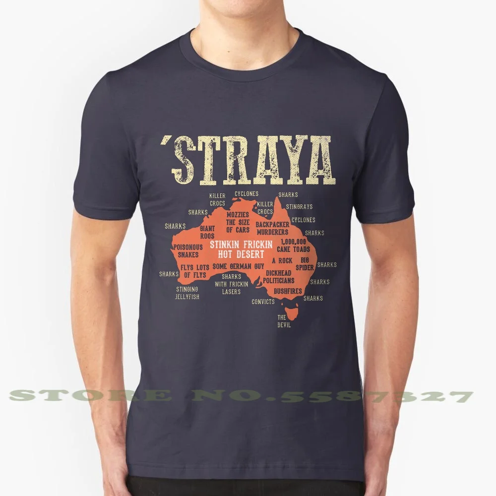 Vintage Aussie Day Straya Australia Map G'Day Mate Outback 100% Cotton T-Shirt Straya Aussie Vb Beer Bogan Funny Melbourne