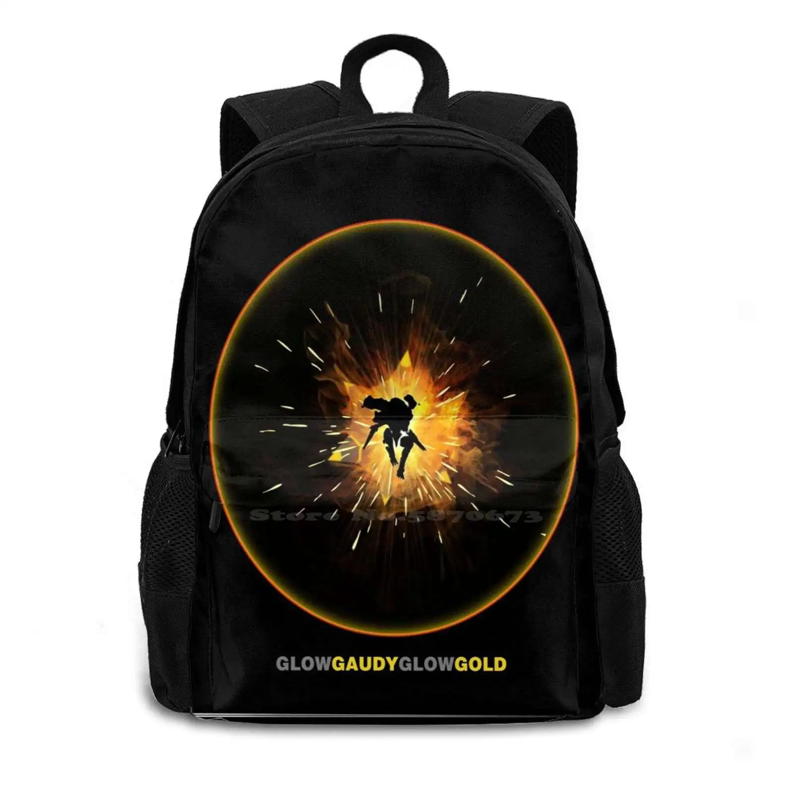 Glow Gaudy Glow Gold Backpack For Student School Laptop Travel Bag 4 Prometheans