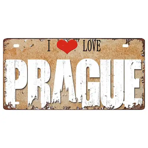 Prague Travel City Car Lisence Vintage Poster Souvenir Metal Sign Retro Plaque For Wall Shop Bar Home Decor 30X15CM  DC-0958A - Image 8