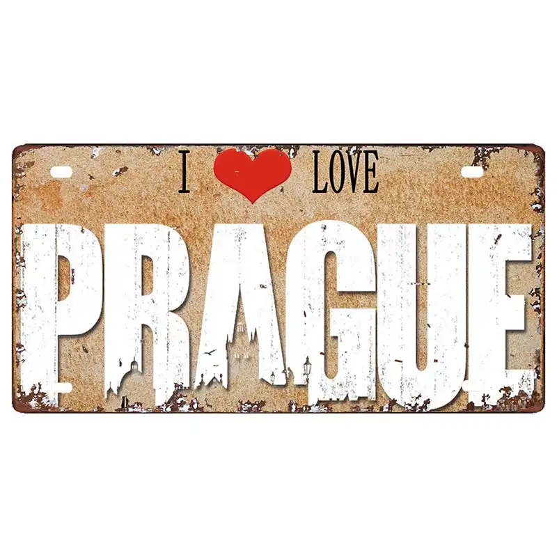 Prague Travel City Car Lisence Vintage Poster Souvenir Metal Sign Retro Plaque For Wall Shop Bar Home Decor 30X15CM  DC-0958A - Image 8