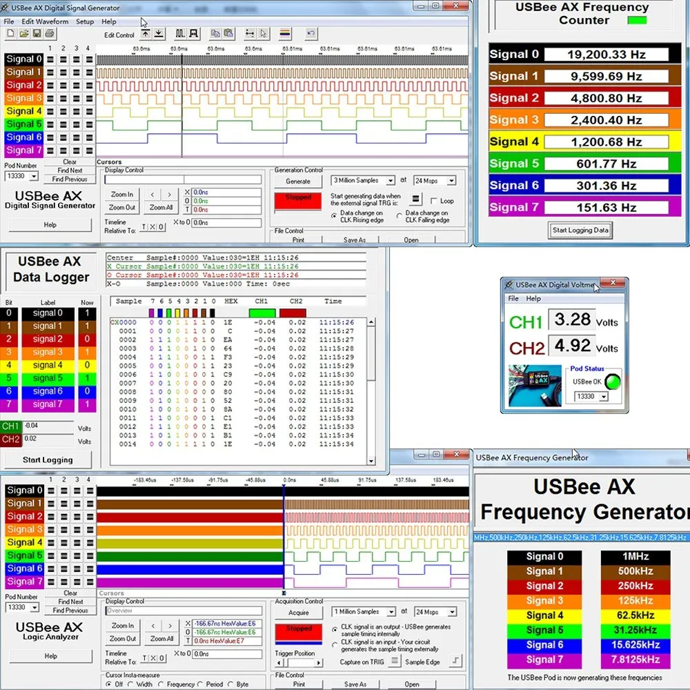 LHT00SU1 Virtual Oscilloscope Logic Analyzer Multifunctional Full-featured Signal Generator with 16MHz Max Sampling Rate