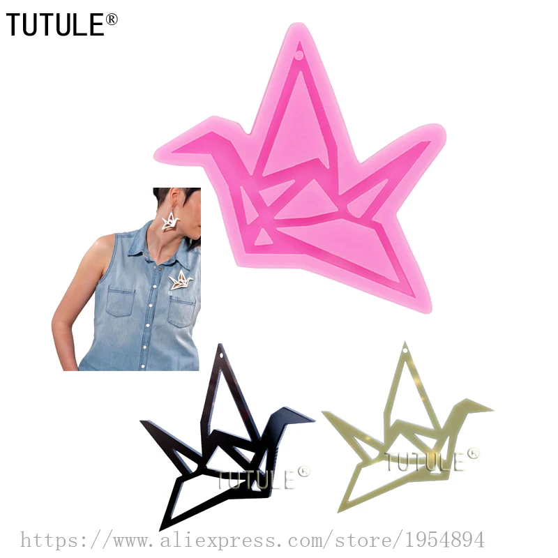 paper crane Silicone Mold,Origami crane necklace Craft Mold-Fondant Polymer cake Clay Mold,earring keychain mould,Jewelry mold